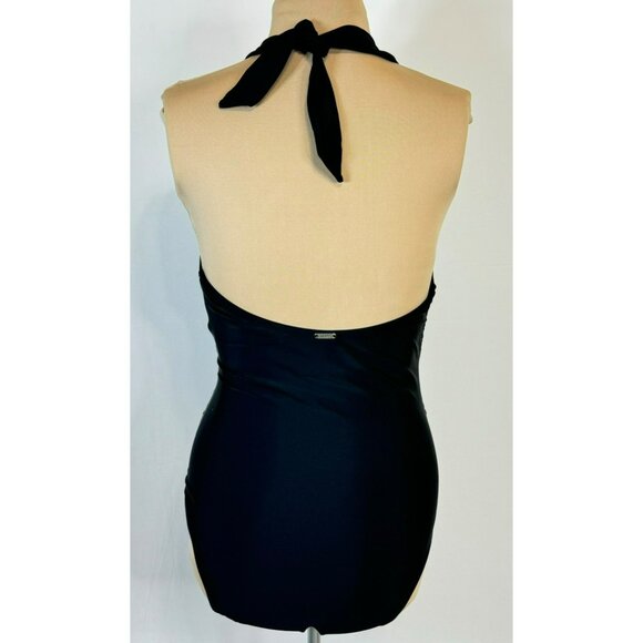 DKNY Womens Black One-Piece Halter Swimsuit L Large Nylon & Spandex - Picture 5 of 13
